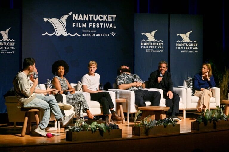 Michael Ian Black, Donick Cary, Amber Ruffin, Mae Martin, Zach Cherry, Ben Stiller, and Iliza Shlesinger during All-Star Comedy Roundtable